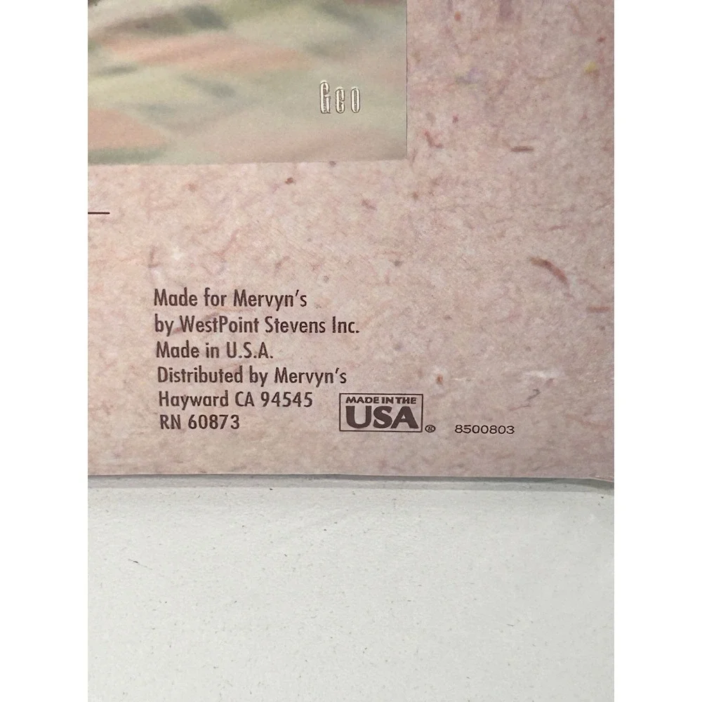 Vintage Caress Full Flat Sheet Geo Pastel Pink Grey 180 TC Percale Mervyns USA